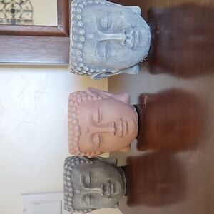 Buddha Head Planters in Terracotta and Gray